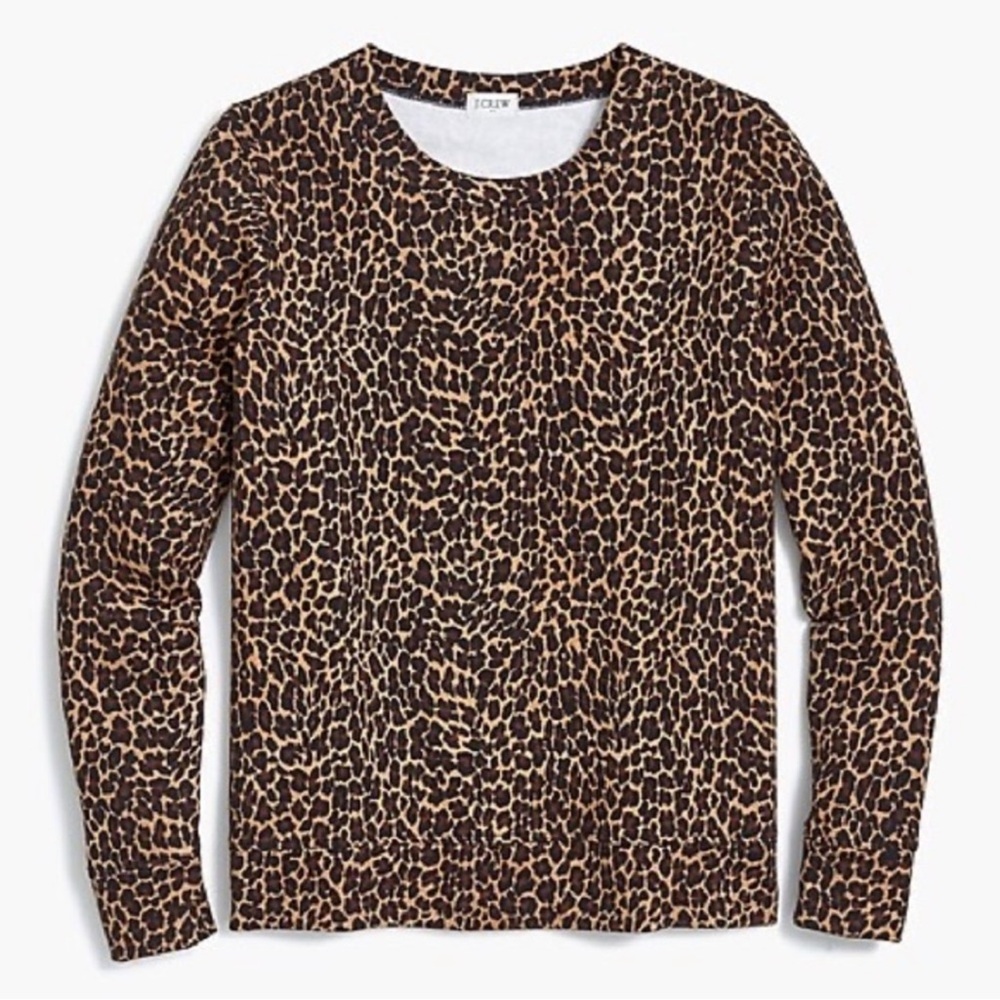 J. Crew Leopard Print Pullover Crewneck Sweatshirt, M
